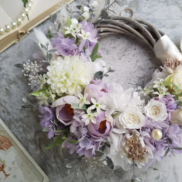 jardin blanc＞＊春リース＊春＊母の日＊スプリング＊フラワーリース春 