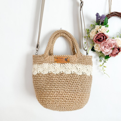 4♡ 【内布オーダー可能】2way 持ち手しっかり 麻ひもバッグ かご  