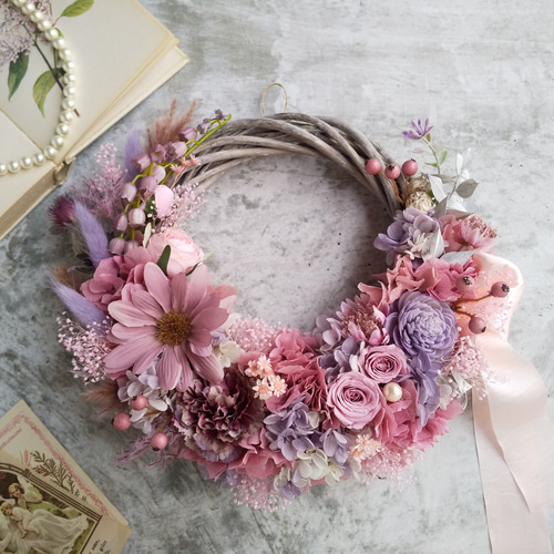 rose fumé＞＊春リース＊春ピンク＊母の日＊スプリング＊フラワー