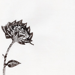 永井雅人木版画作品 「シルクロードの花」小型モノクローム作品　美品未使用　個展出品作品　高級な墨と和紙直筆サインあり 3枚目の画像