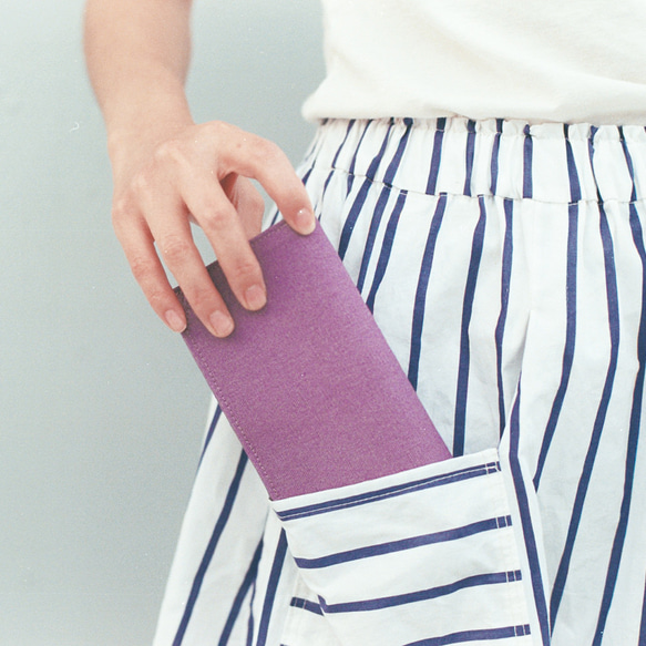 紫色 帆布包 紙長夾-皮夾/錢包/可水洗 無動物成分 環保輕量錢包 10層卡夾層 第3張的照片