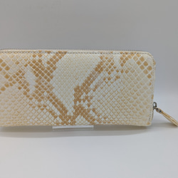 新品　一枚革　パイソン柄 長財布 ヘビ皮 グレー系 ダイヤモンド パイソン 長財布 財布 レディース ラウンド