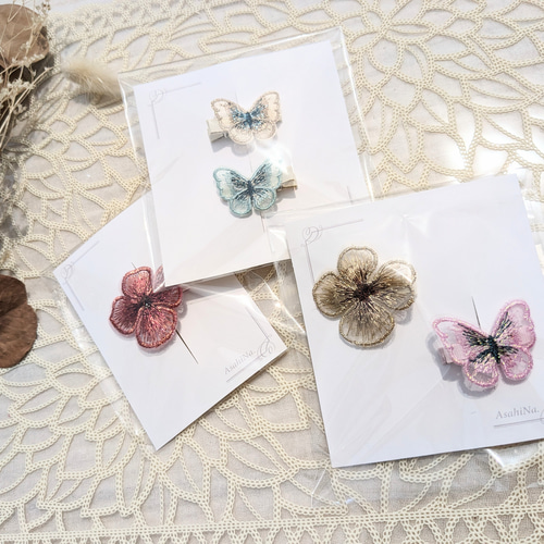 蝶々ヘアクリップ♡ベビーヘアクリップ♡バタフライヘアクリップ