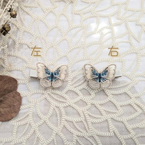 蝶々ヘアクリップ♡ベビーヘアクリップ♡ 刺繍♡バタフライ