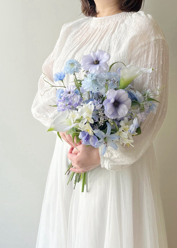 アーティフィシャルフラワーブーケウエディングブーケブルーブーケ