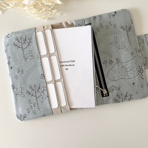 にじのもり 【くすみブルー】マルチケース 母子手帳ケース A6.B6.A5