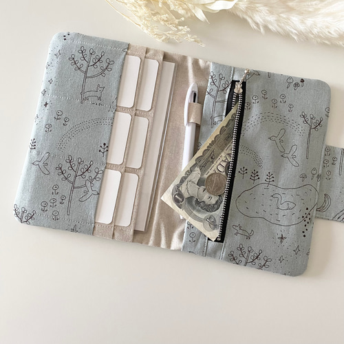 にじのもり 【くすみブルー】マルチケース 母子手帳ケース A6.B6.A5