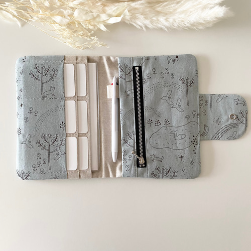 にじのもり 【くすみブルー】マルチケース 母子手帳ケース A6.B6.A5