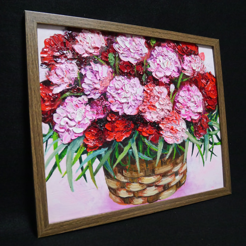 油絵 油彩 油彩画 絵 絵画【カーネーション】 絵画 HR 通販