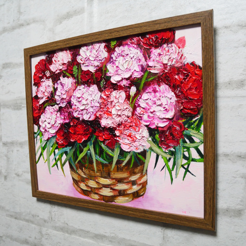 油絵 油彩 油彩画 絵画 絵【赤い牡丹】 油絵 油彩 油彩画 絵画 絵【赤い牡丹】（油絵 油彩 油彩画 絵