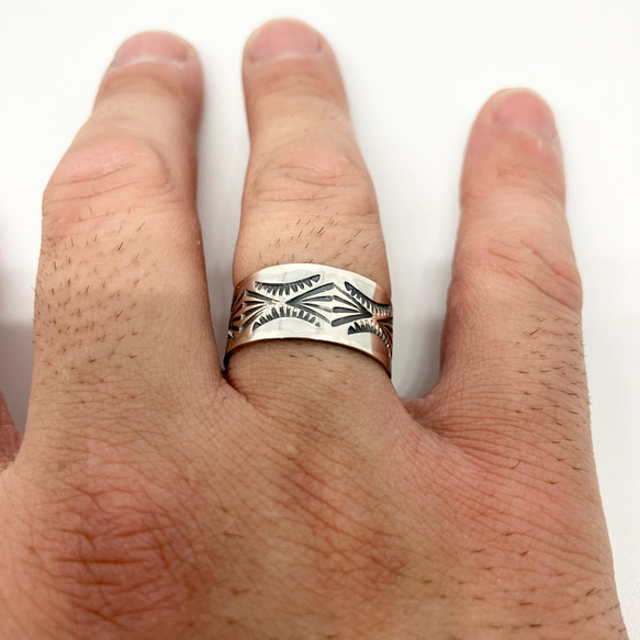 silver950 スタンプワーク　シルバーリング　指輪　18号#インディアンジュエリー　ネイティブアメリカン　925 8枚目の画像
