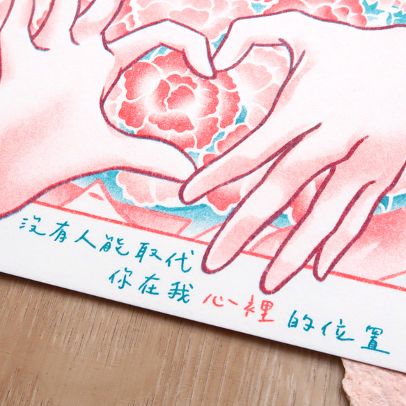 【Pin】Heart Gesture │Risograph│Mother's Day Card│Love letter│ 2枚目の画像