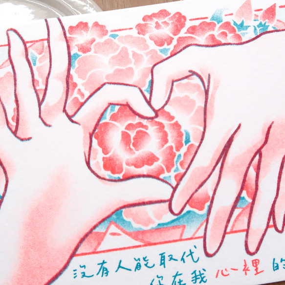 【Pin】Heart Gesture │Risograph│Mother's Day Card│Love letter│ 5枚目の画像