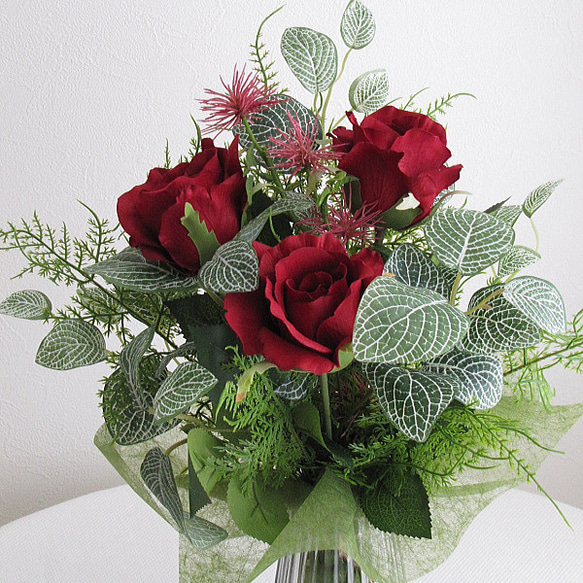 Bouquet＆Flower vase　造花アレンジメント　インテリアフラワー　アーティフィシャルフラワー　cma051 2枚目の画像