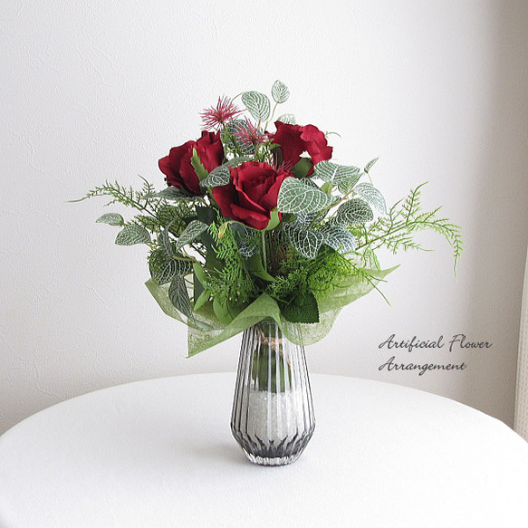 Bouquet＆Flower vase　造花アレンジメント　インテリアフラワー　アーティフィシャルフラワー　cma051 1枚目の画像