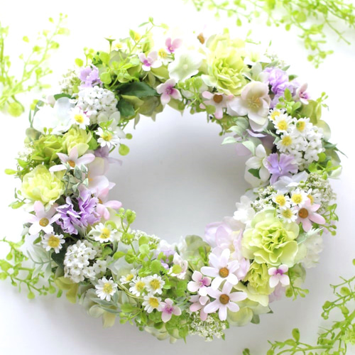 カーネーションとデージーのリース フラワーアレンジ ギフト 花 