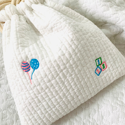 teddy bear 選べるコップ袋　H22Ｗ21  巾着　ヌビバッグ　入園入学　ヌビ　刺繍　くま　テディベア　可愛い 4枚目の画像