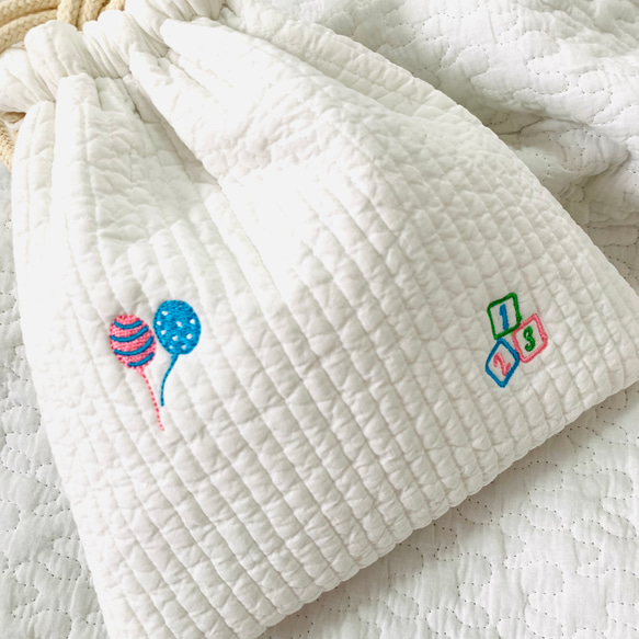 teddy bear 選べるコップ袋　H22Ｗ21  巾着　ヌビバッグ　入園入学　ヌビ　刺繍　くま　テディベア　可愛い 4枚目の画像