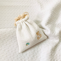 teddy bear 選べるコップ袋　H22Ｗ21  巾着　ヌビバッグ　入園入学　ヌビ　刺繍　くま　テディベア　可愛い 2枚目の画像