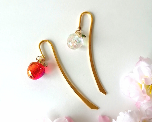 ハンドメイド ブックマーカー しおり «No.143» キラキラ♡ガラス