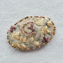インド刺繍リボン　バレッタ　楕円 2枚目の画像