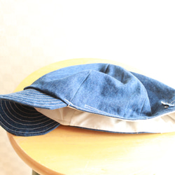 Over Size Short Tuba Cap Used Denim ロゴ 6枚目の画像