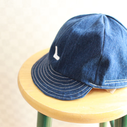 Over Size Short Tuba Cap Used Denim ロゴ 3枚目の画像