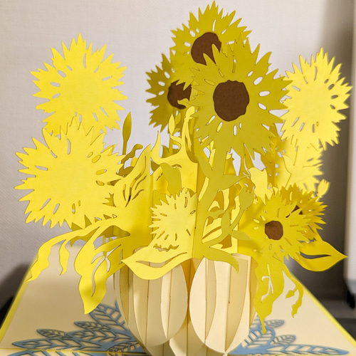 ひまわり切り絵カード！むっちゃ可愛い！切り紙のヒマワリ