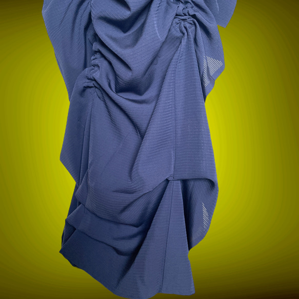 ドレープ際立つ 着物ガウン 絽 シースルー 羽織 着物リメイク男女兼用 フリーサイズ 黒 K6406 3枚目の画像