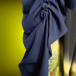ドレープ際立つ 着物ガウン 絽 シースルー 羽織 着物リメイク男女兼用 フリーサイズ 黒 K6406 12枚目の画像