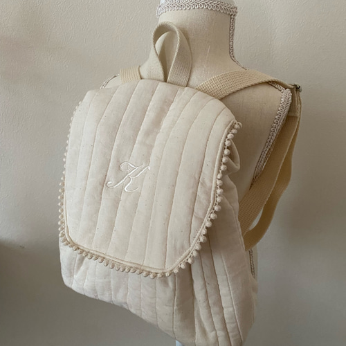 母ちゃん様　まんまるリュック(L)　ヌビキルト　ハンドメイド 名入れヌビリュック イニシャルバッグ 韓国風リュック babyリュック 一