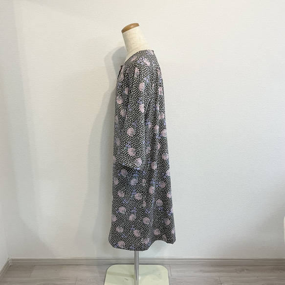 リバティ生地＊シンプルで軽めなコートドレス八部袖（ソフトビエラ・ジュニパー） 2枚目の画像