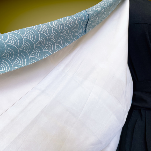 波紋様 青海波 優雅な風格 着物ガウン 羽織 着物リメイク カーディガン 踊り着物 和装 和柄 ロング 和モード 和洋M 11枚目の画像
