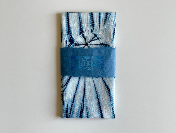 藍染 絞り染め 手拭い: 蜘蛛柳絞り 5枚目の画像