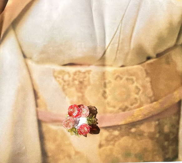 アロマ香るカーネーションの帯留め・ブローチ(兼用) 赤色　ピンク色 母の日ギフト 5枚目の画像