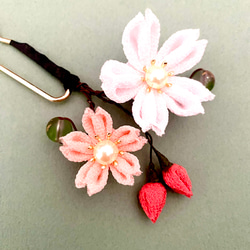 つまみ細工　枝桜の簪 3枚目の画像