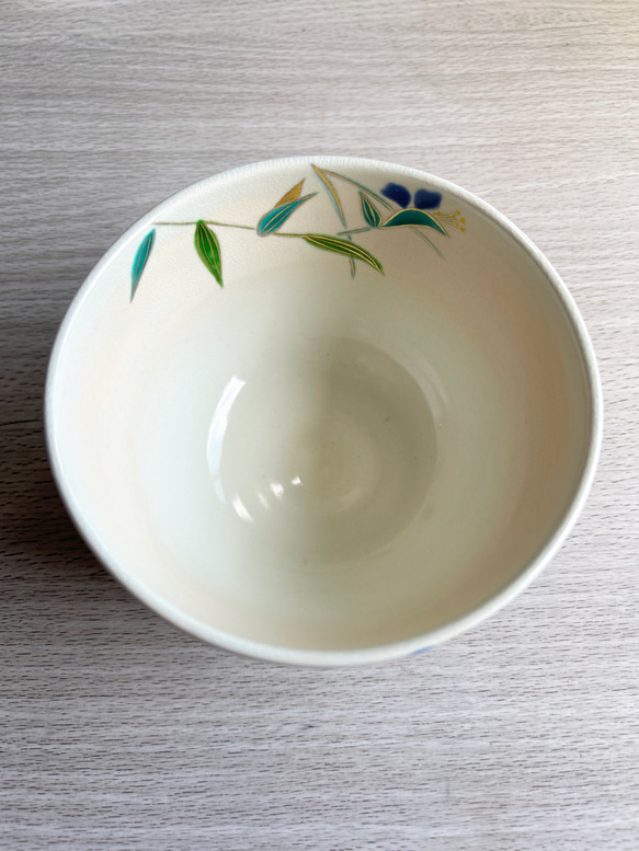 京焼　色絵　露草　つゆくさ　抹茶茶碗　抹茶盌 5枚目の画像