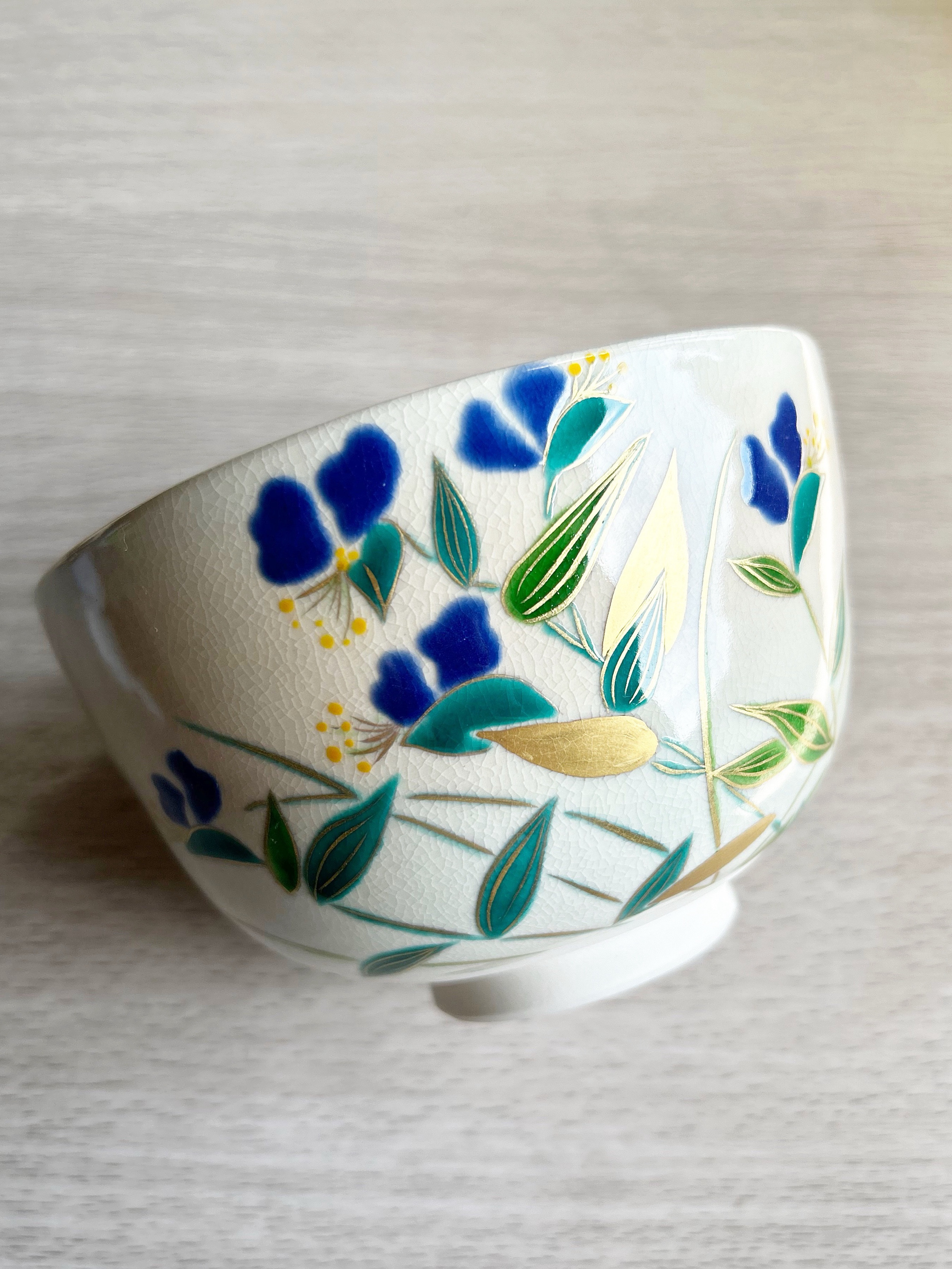 清香作 菖蒲絵茶碗 京焼 鈴木清安作 色絵金彩 仁清 菖蒲文 数茶碗 十客 共箱 V R7058B