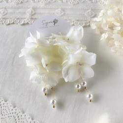 ベビーフラワー　かすみ草　ヘッドドレス　ホワイト　ブライダル　ウエディング　フォトウエディング　造花　前撮り　結婚式 16枚目の画像