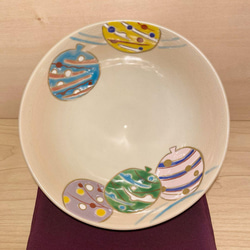 京焼　色絵　水風船(ヨーヨー)夏茶碗　平茶碗　抹茶茶碗 7枚目の画像