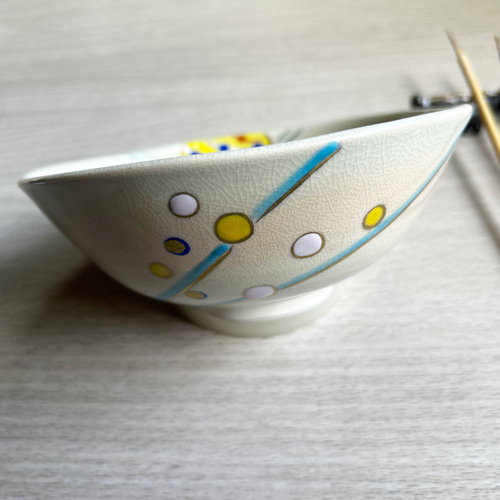 京焼 色絵 水風船(ヨーヨー)夏茶碗 平茶碗 抹茶茶碗 茶碗・めし