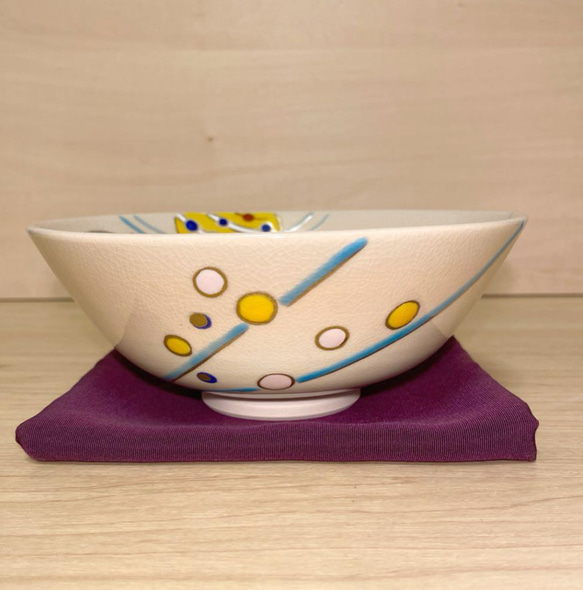 京焼　色絵　水風船(ヨーヨー)夏茶碗　平茶碗　抹茶茶碗 6枚目の画像