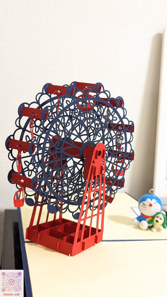 観覧車切り絵カード！大人気！立体カード、メッセージカード、飛び出すカード。 4枚目の画像
