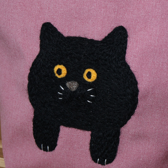 【突っ込んでしまった羊毛黒猫ちゃんのちょっと大きいランチバッグ】 6枚目の画像