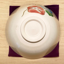 京焼　'色絵　朝顔' 夏茶碗　平茶碗　抹茶茶碗 6枚目の画像