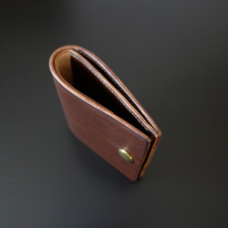 イギリスブライドルレザー　ミニ財布　　J.ベイカー社　真鍮ホック　ダークブラウン 4枚目の画像