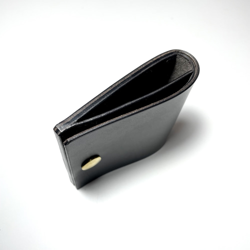 財布　レザー　真鍮ホック 本革二つ折りミニ財布｜仕切り付きコインポケット｜真鍮ホック｜カード