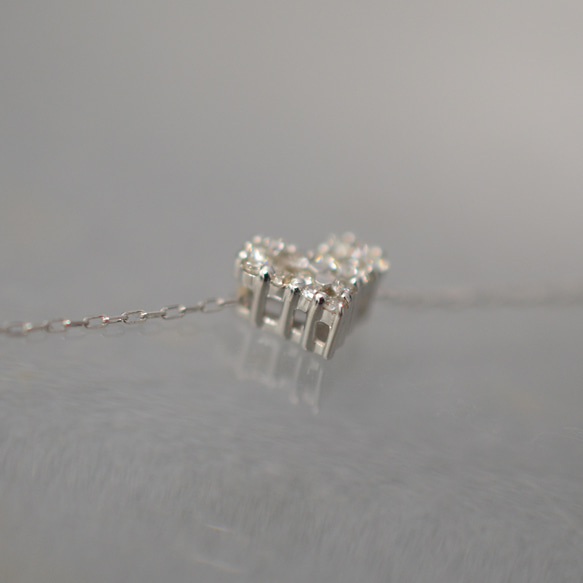 ＜一点物＞K18ホワイトゴールド ダイヤモンドパヴェのハートネックレス 2枚目の画像
