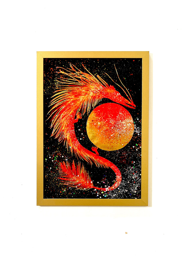 月龍神様切り絵銀昇龍昇龍龍神絵月創生龍神月の神月詠切り絵