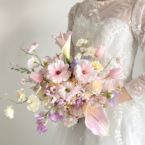 パステルカラーウェディングブーケ【結婚式/ウェディング/リゾート婚